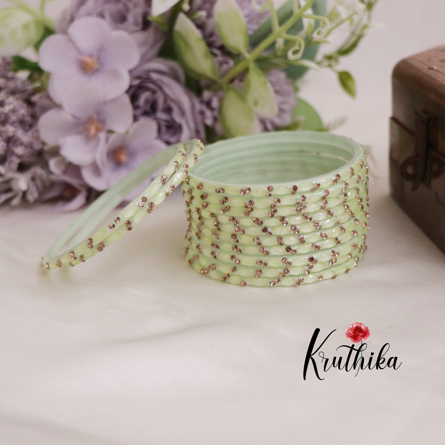 Simple Handcrafted Glass Bangles B259 (Set of 12 Bangles)