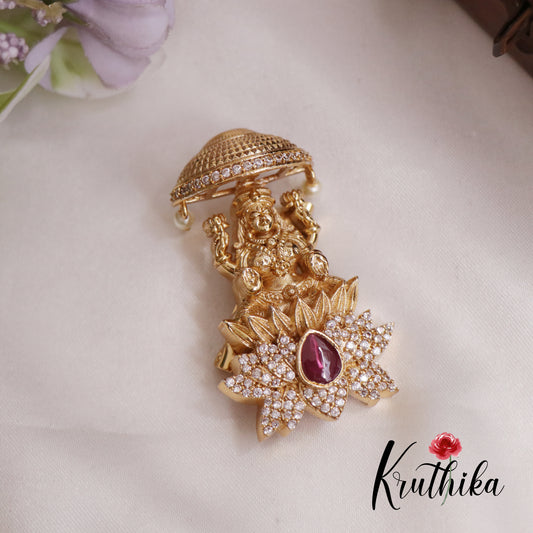 Beautiful CZ Antique Temple Lakshmi Saree Pin SP01 (Available in 4 colours)