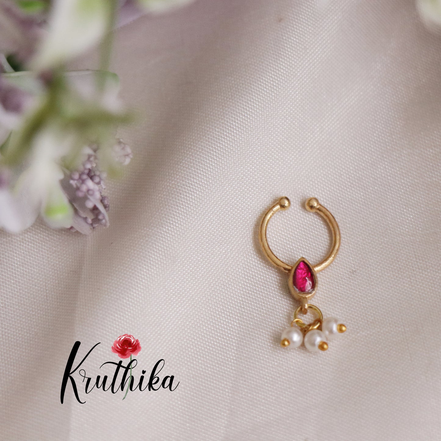 Gorgeous Jadau Septum Nose Ring - No Piercing Required N28 (Available in 4 Colours)