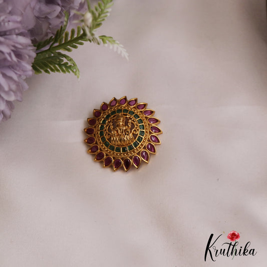 Elegant Lakshmi Motifs Chandra Surya Jadau Hair Ornaments J360