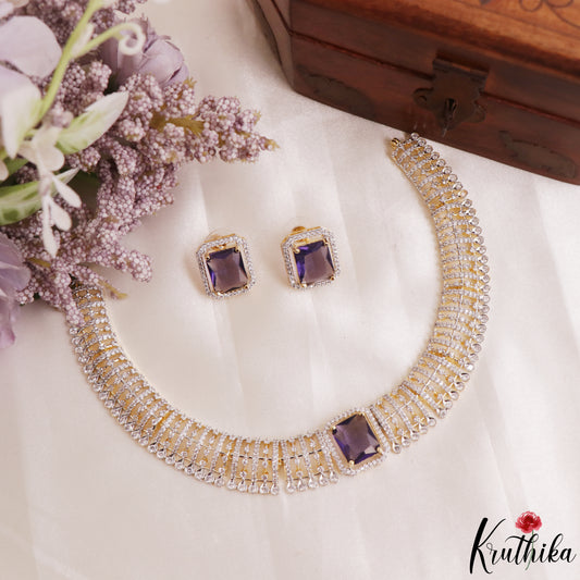 Sparkling Square Motifs CZ Victorian Hasli Choker NC3155 (Available In 3 Colors)