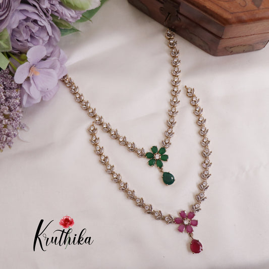 Simple CZ Floral Pendant Neckalce NC2332 (Available in 2 colours)