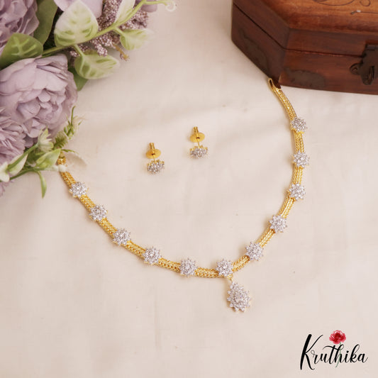 Sparkling Floral Motifs AD Necklace NC2877