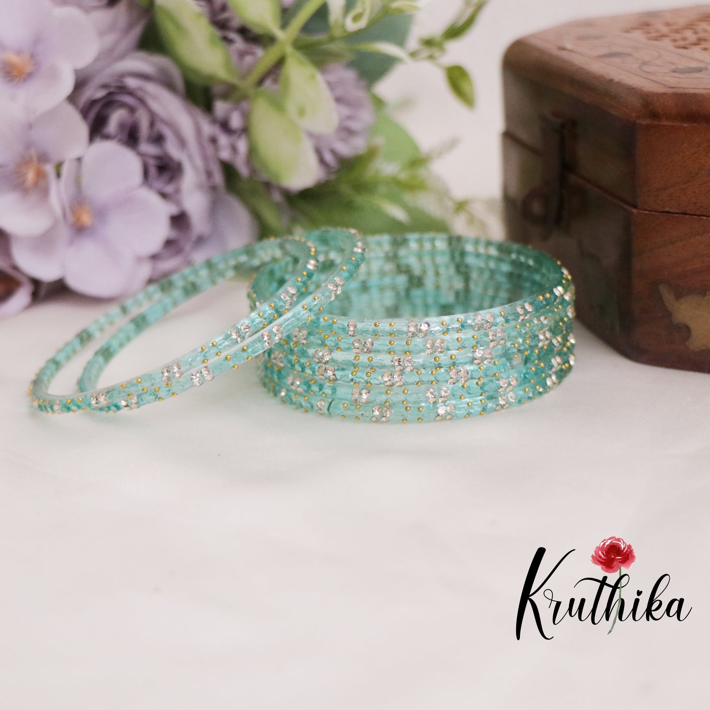 Trendy Handcrafted Glass Bangles B267 (Set of 12 Bangles)