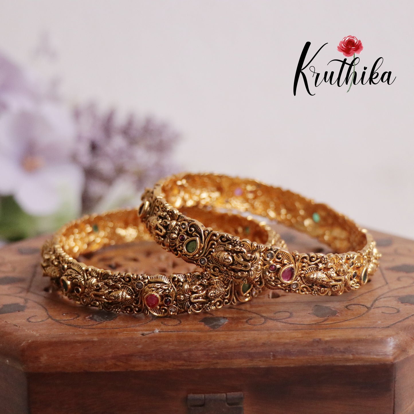 Beautiful Peacock Antique Lakshmi Devi Bangles B222