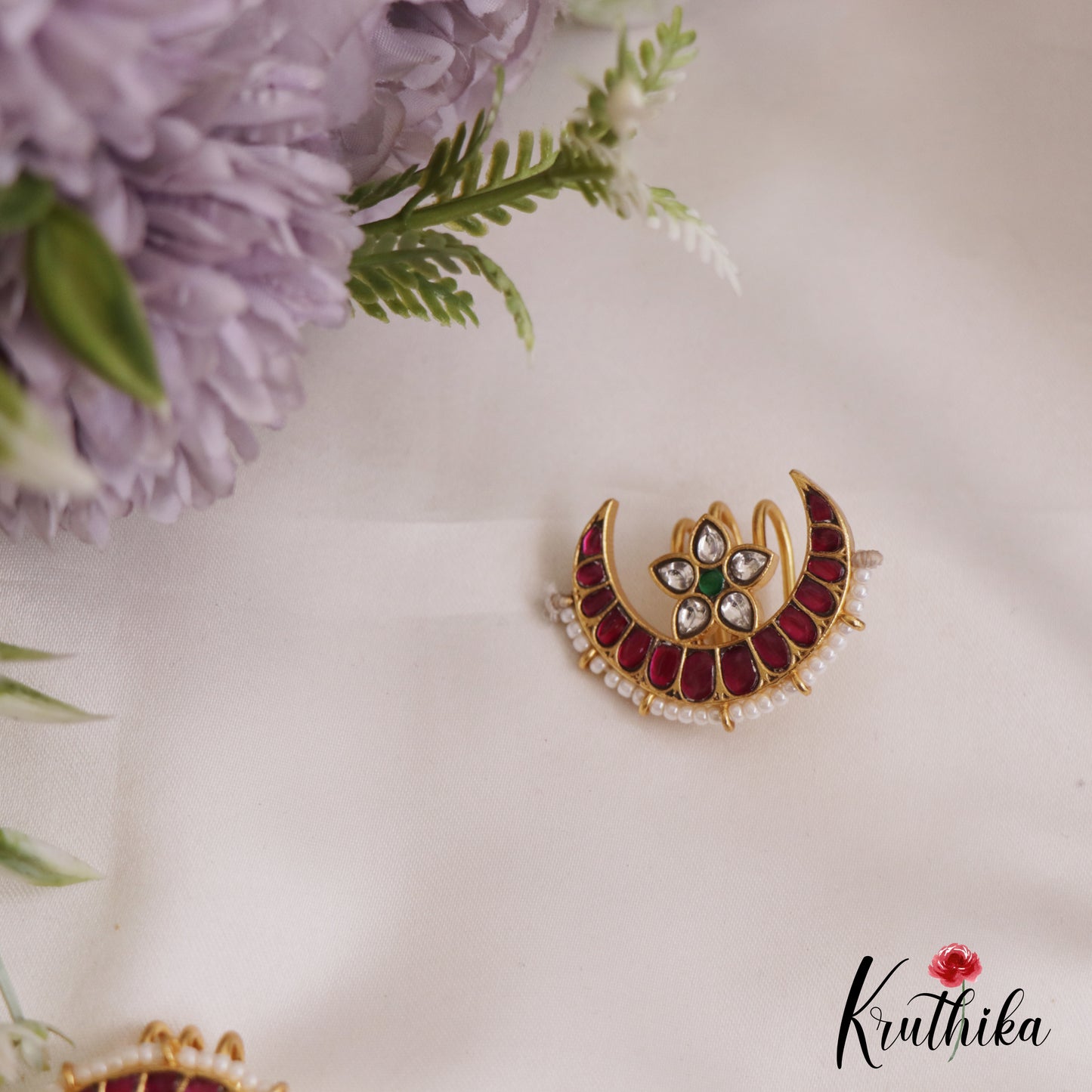 Classic Floral Motifs Chandra Surya Jadau Hair Ornaments J356