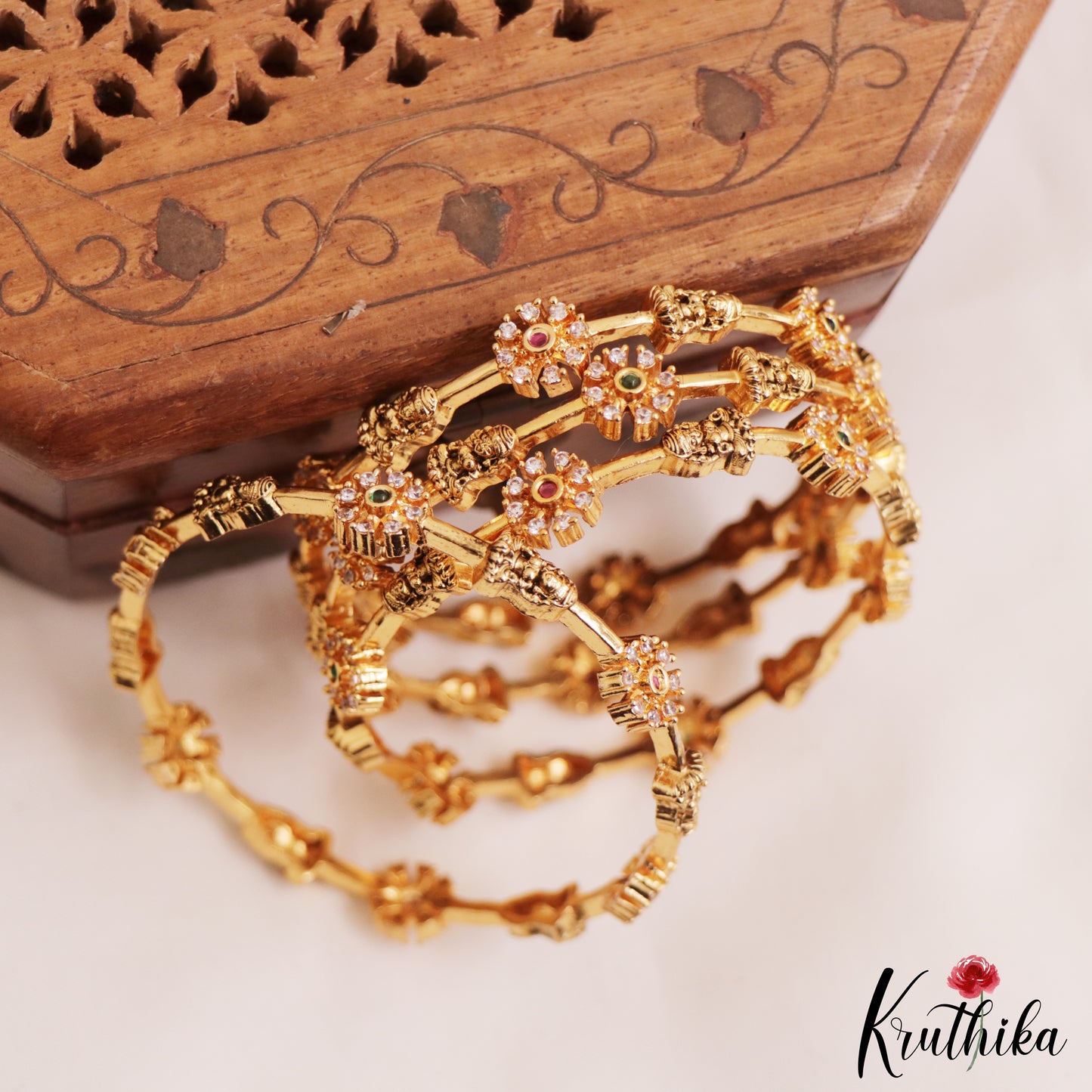 Beautiful Antique Lakshmi Floral Motifs Bangles B482 (Set of 4 Bangles)