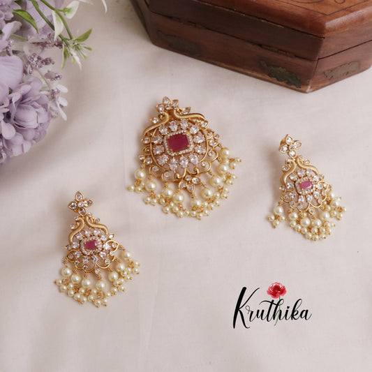 Gorgeous AD Peacock Pendant Set PS17