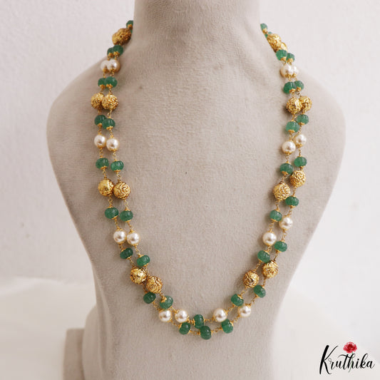 Pre order Two Layer Nakshi Beads & Pearls Maala NC3303 - Shipping starts from October 6th