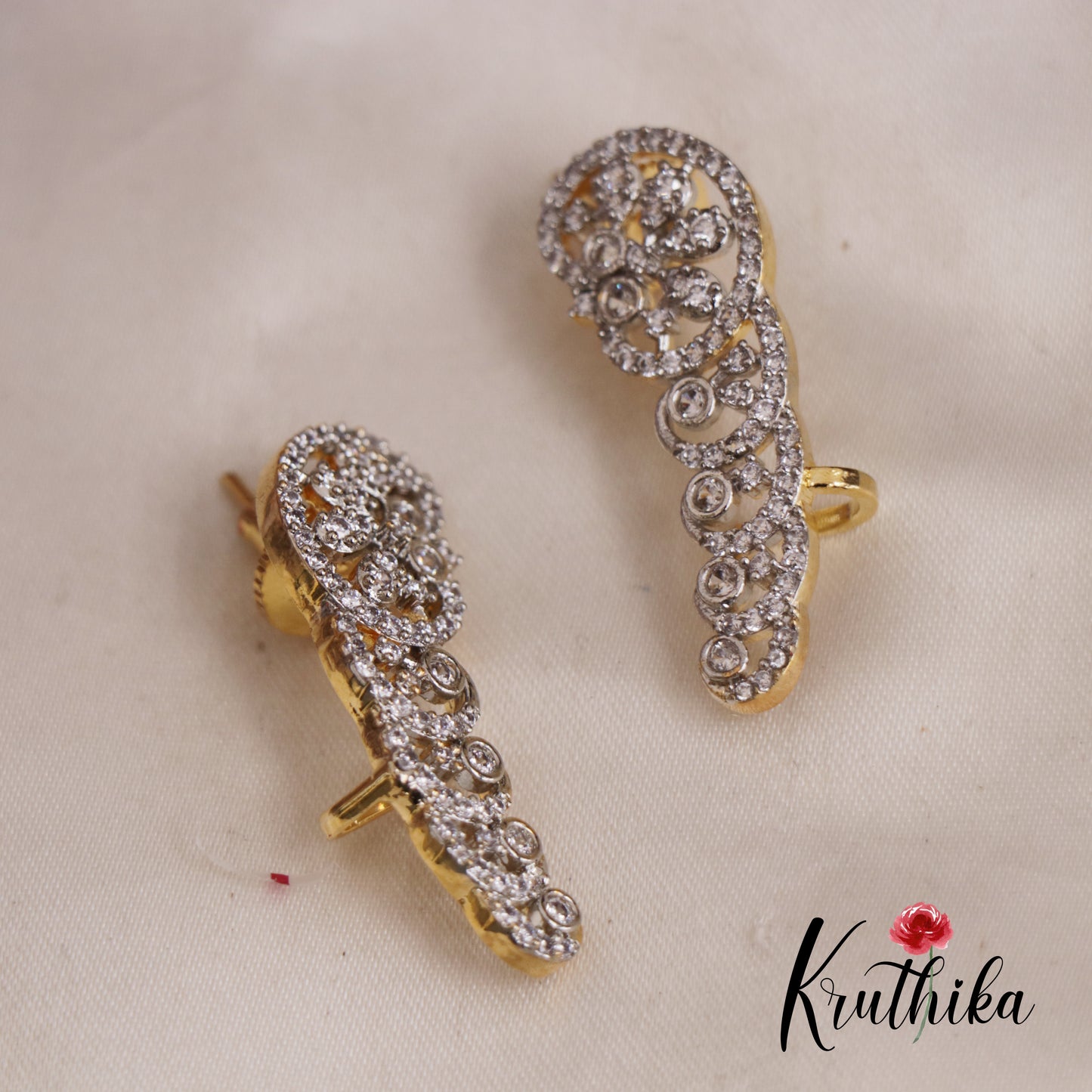 Classic AD Stone Geometric Ear Climbers E858