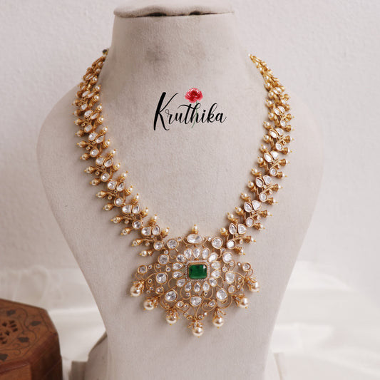 Royal Heritage Emerald Polki Silver Replica Necklace NC2534