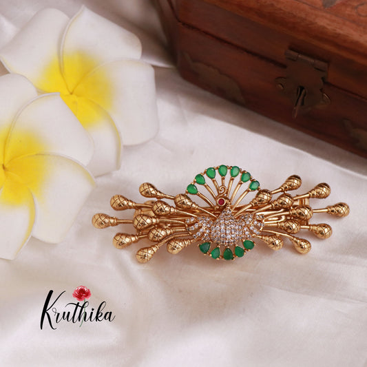 Trendy Peacock CZ Hair Clip J91 ( Available in 2 Colours)