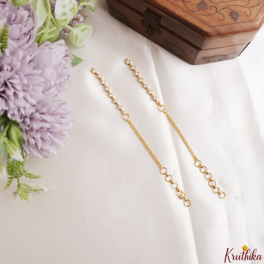 Simple Gold-Tone CZ Earchains EC237