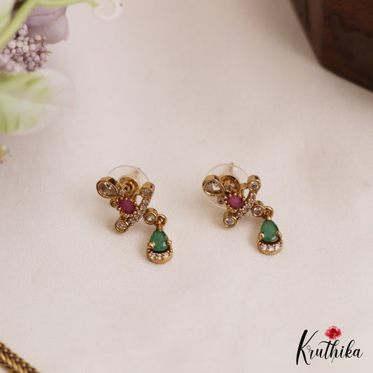 Simple Peacock Motifs AD Pendant Chain Set NC2875