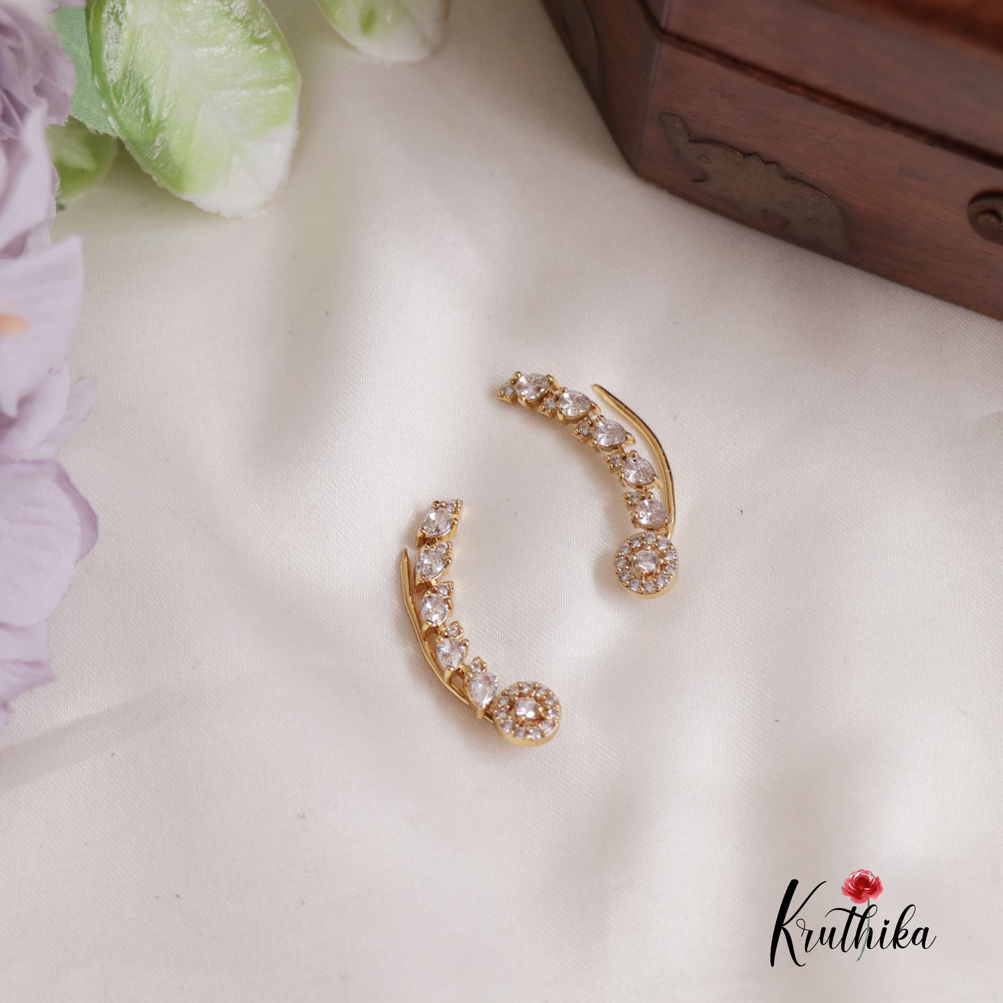 Gorgeous AD Stone Ear Climbers E7783 (Available In 3 Colours)