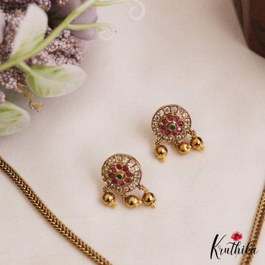 Classic Floral Peacock Motifs AD Pendant Chain Set NC2874