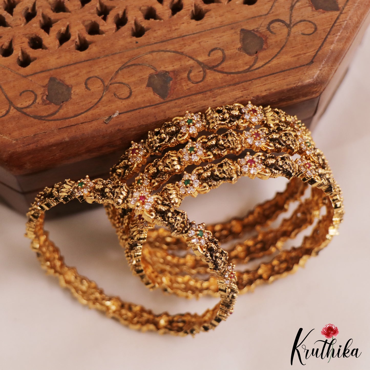 Beautiful Antique Lakshmi Motifs Bangles B486 (Set of 4 Bangles)