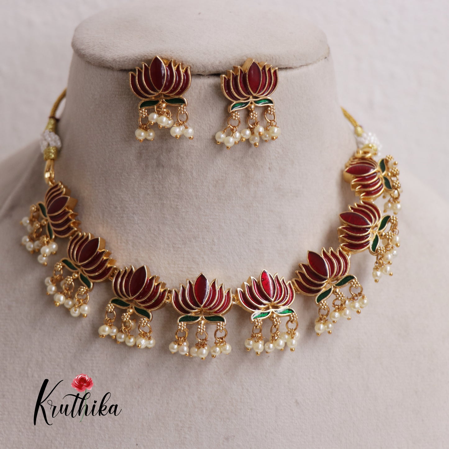 Gorgeous Kemp Lotus Guttapoosalu Necklace NC2537