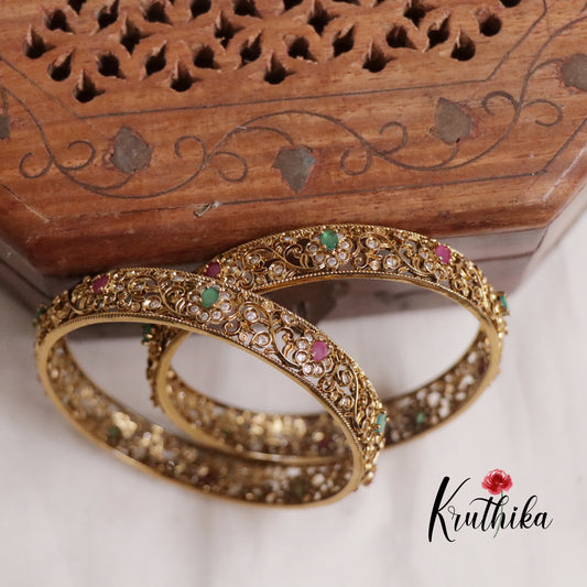 Royal Antique Floral Design Golden Grace Bangles B219
