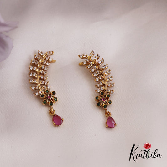 Elegant Floral Motifs AD Earcuff E911 (Available In 3 Colors)