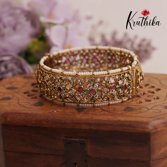 Radiant CZ Floral Openable Kada Bangle B369