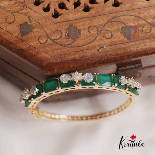 Beautiful CZ Stone Single Openable Kada Bangle B353 (Available In 2 Colours)