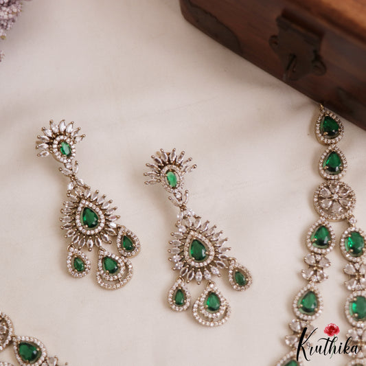 Premium Teardrop Motifs AD Victorian Necklace NC2968 (Available In 2 Colors)