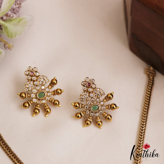 Classic Floral Mango Motifs AD Pendant Chain Set NC2876