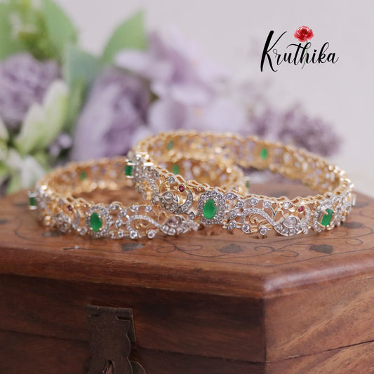 Gorgeous CZ Sparkle Luxe Peacock Bangles B214 (Available in 2 Colours)