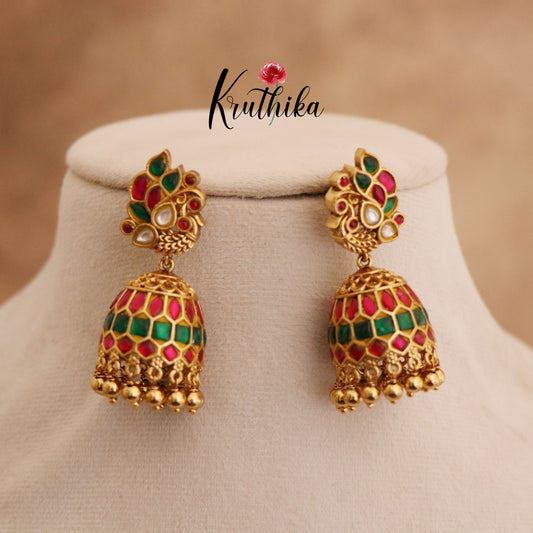 Premium Jadau Peacock Jhumkas E428