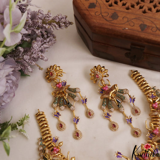 Stunning Hand Painted Ballerina Dancing Doll Motifs With AD Tassels Necklace NC2951