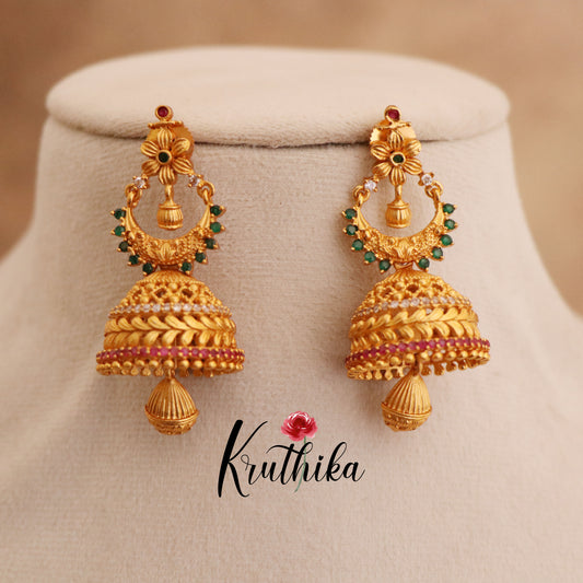 Simple flower chandbali jhumkas E68