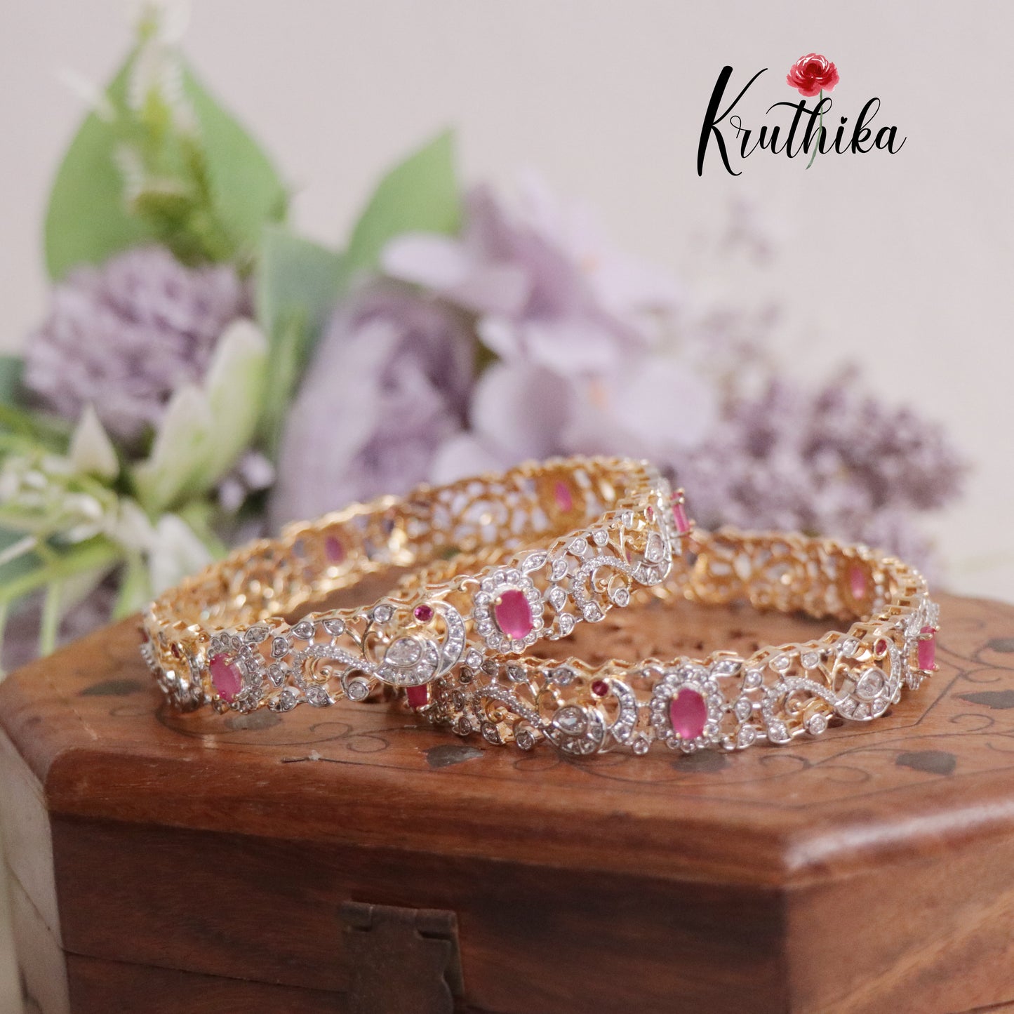 Gorgeous CZ Sparkle Luxe Peacock Bangles B214 (Available in 2 Colours)