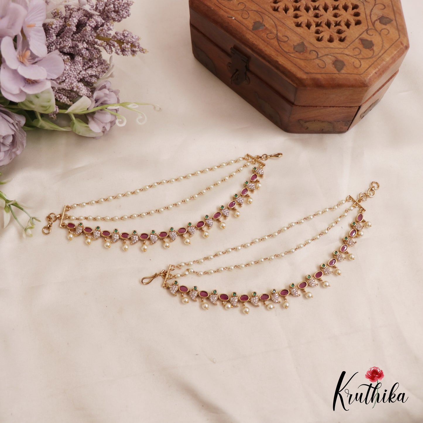 Elegant Kemp Geometric Mango Motifs With Triple Layered Earchains EC158