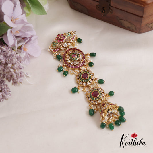 Beautiful Kemp Stones Jada Billa with Chand Balli and Jhumka J254