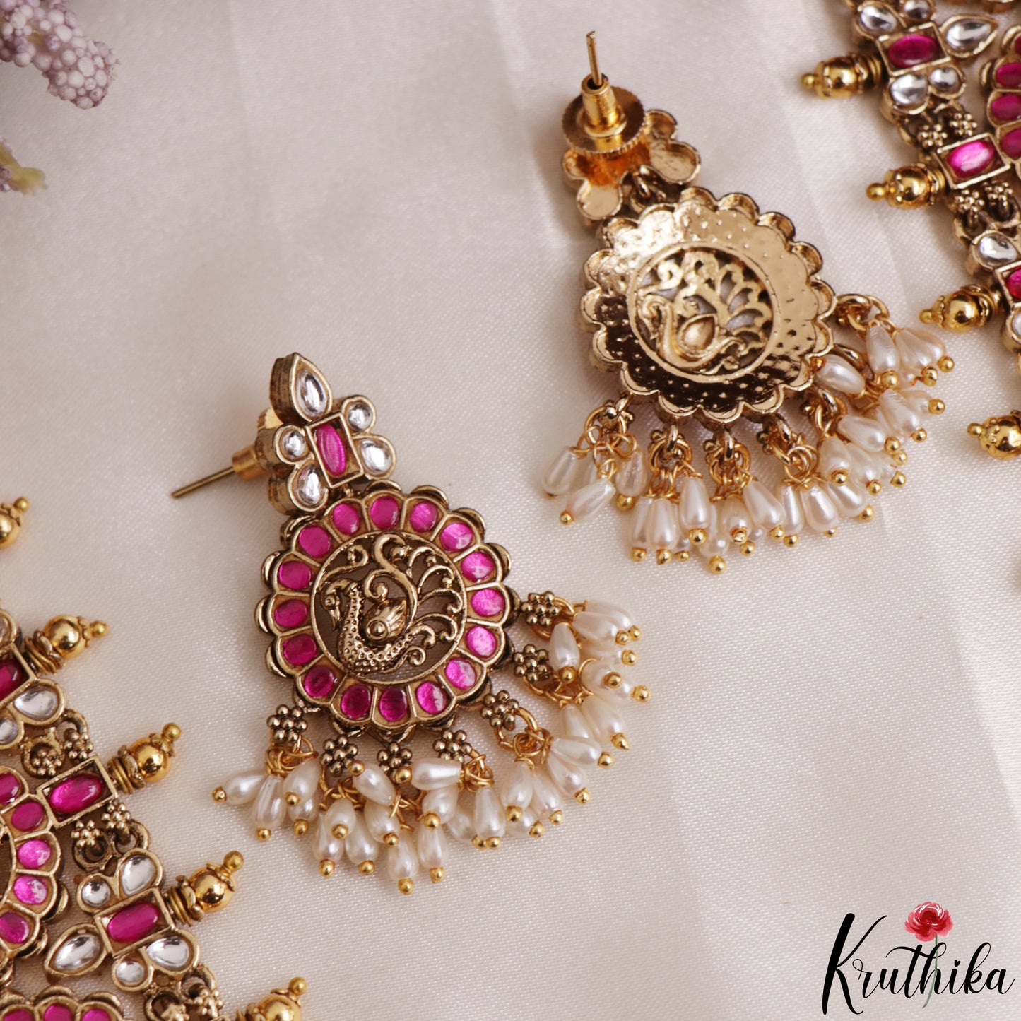 Royal Antique Lakshmi Bottu Jadau Haaram With Rice Pearl Drops LH2171