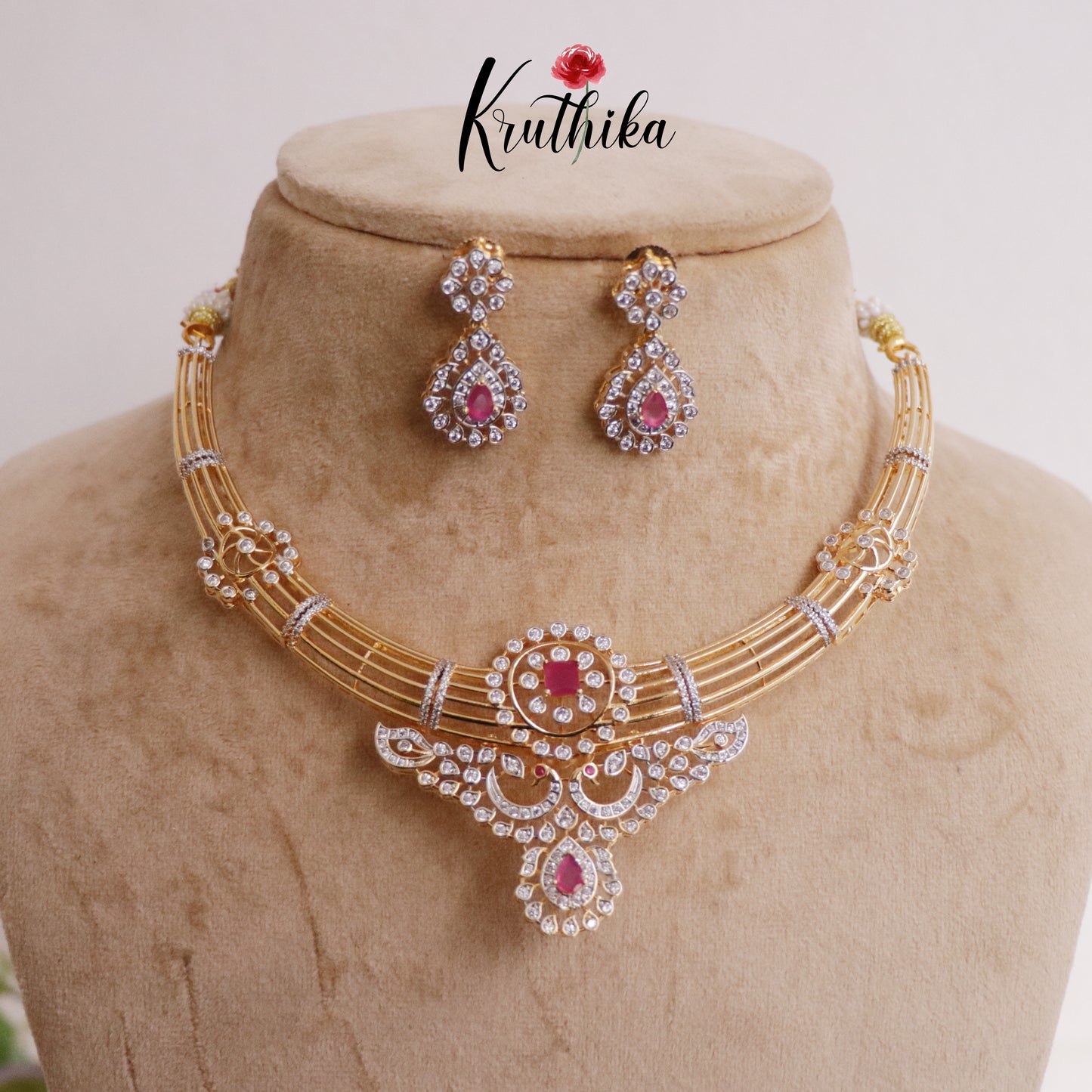 Trendy AD/ Victorian Peacock Hasli Necklace NC2250 (Available in 2 Colours)