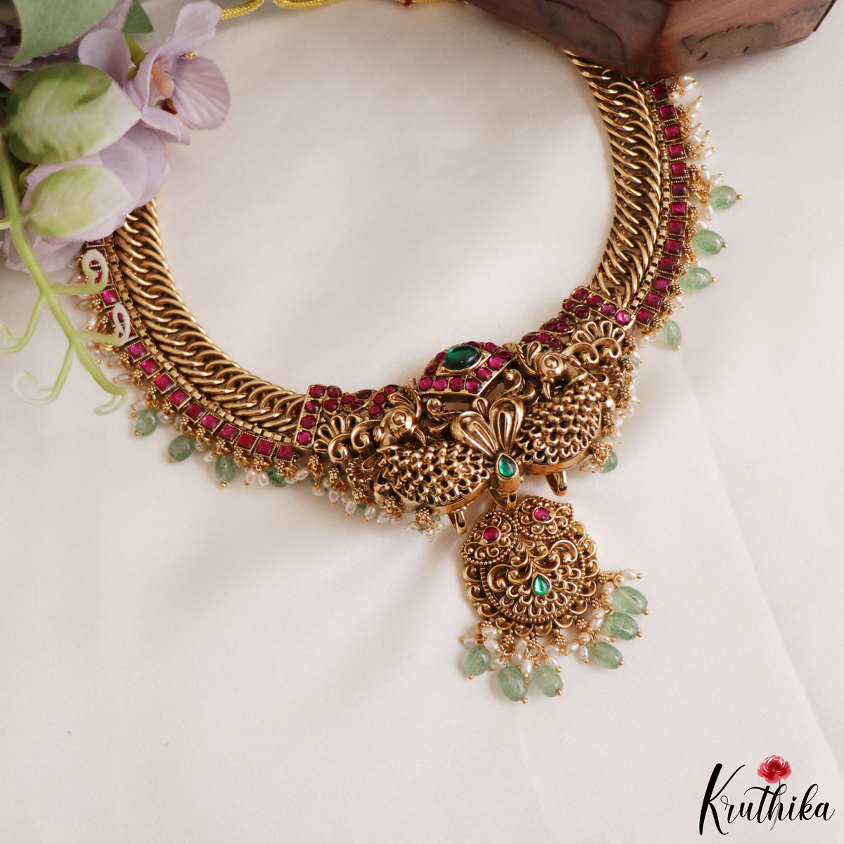 Royal Detachable Gold Replica Jadau Necklace NC3309