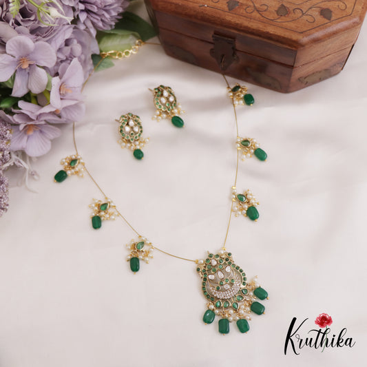Trendy Kemp Peacock Motifs Invisible Chain With Beads Drops NC2701 (Available In 3 Colors)