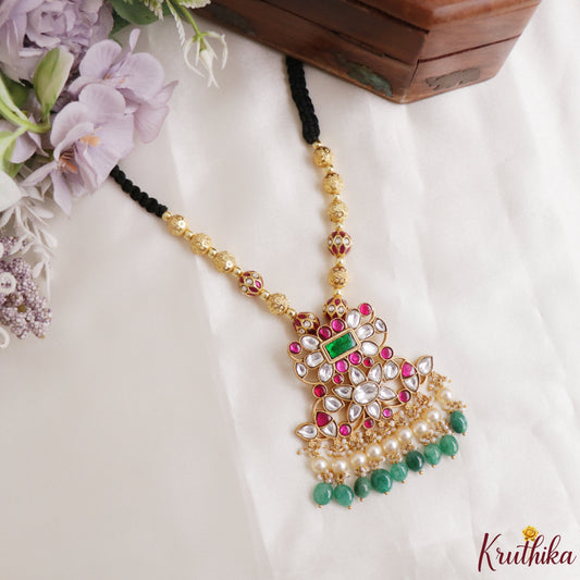 Beautiful Jadau Pendant Black Thread Necklace NC3316