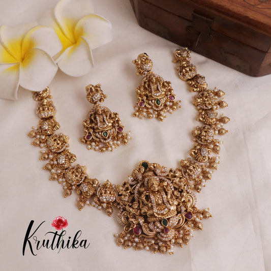 Gorgeous Lakshmi Necklace with Golden Beads Nc1986