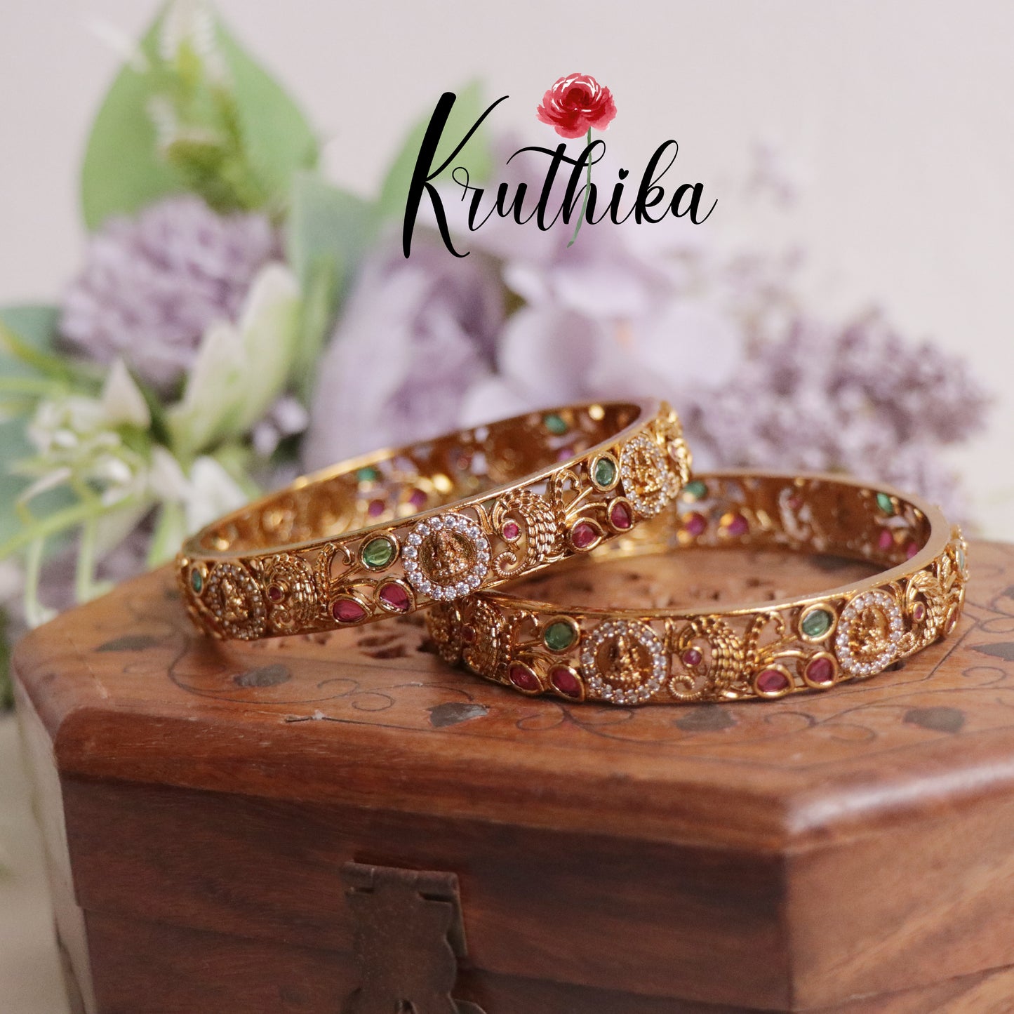 Elegant Antique Lakshmi Devi Gow Bangles B221