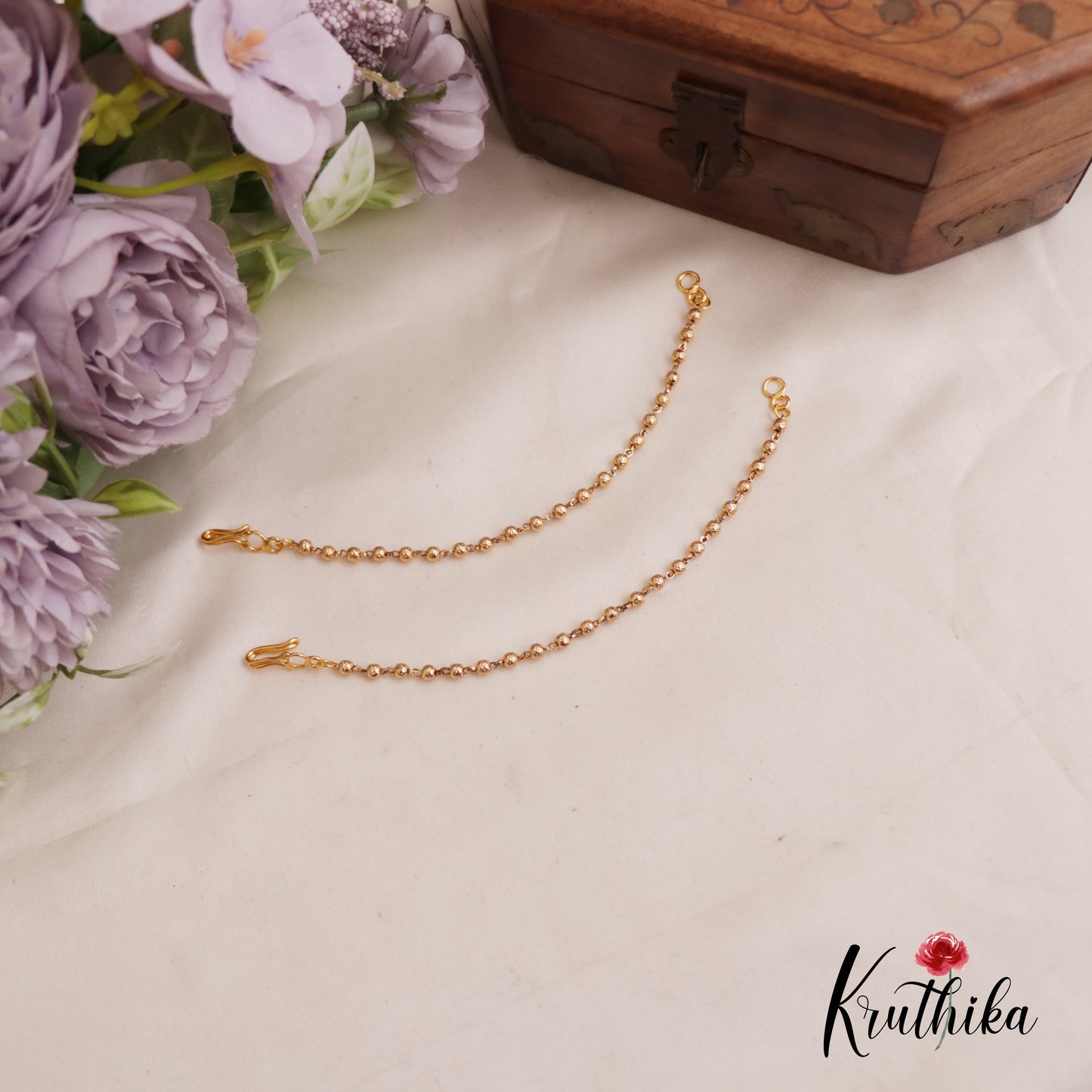 Simple Golden Bead Earchains EC150