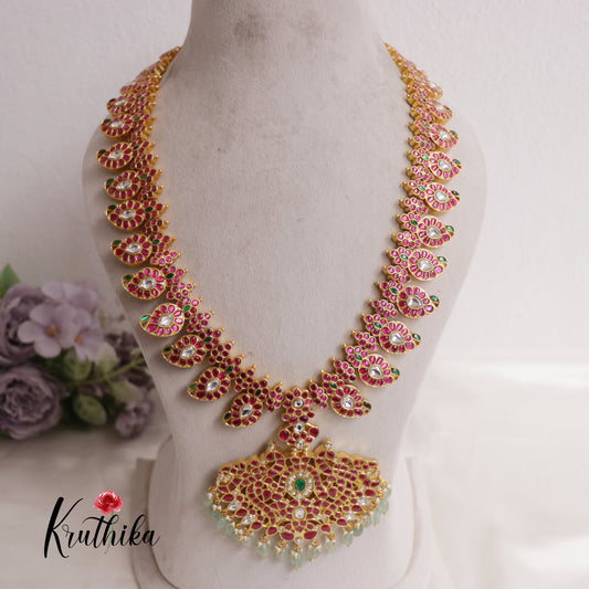 Premium Two-in-One Reversible Mango Jadau Kundan With Beads Haaram LH2009