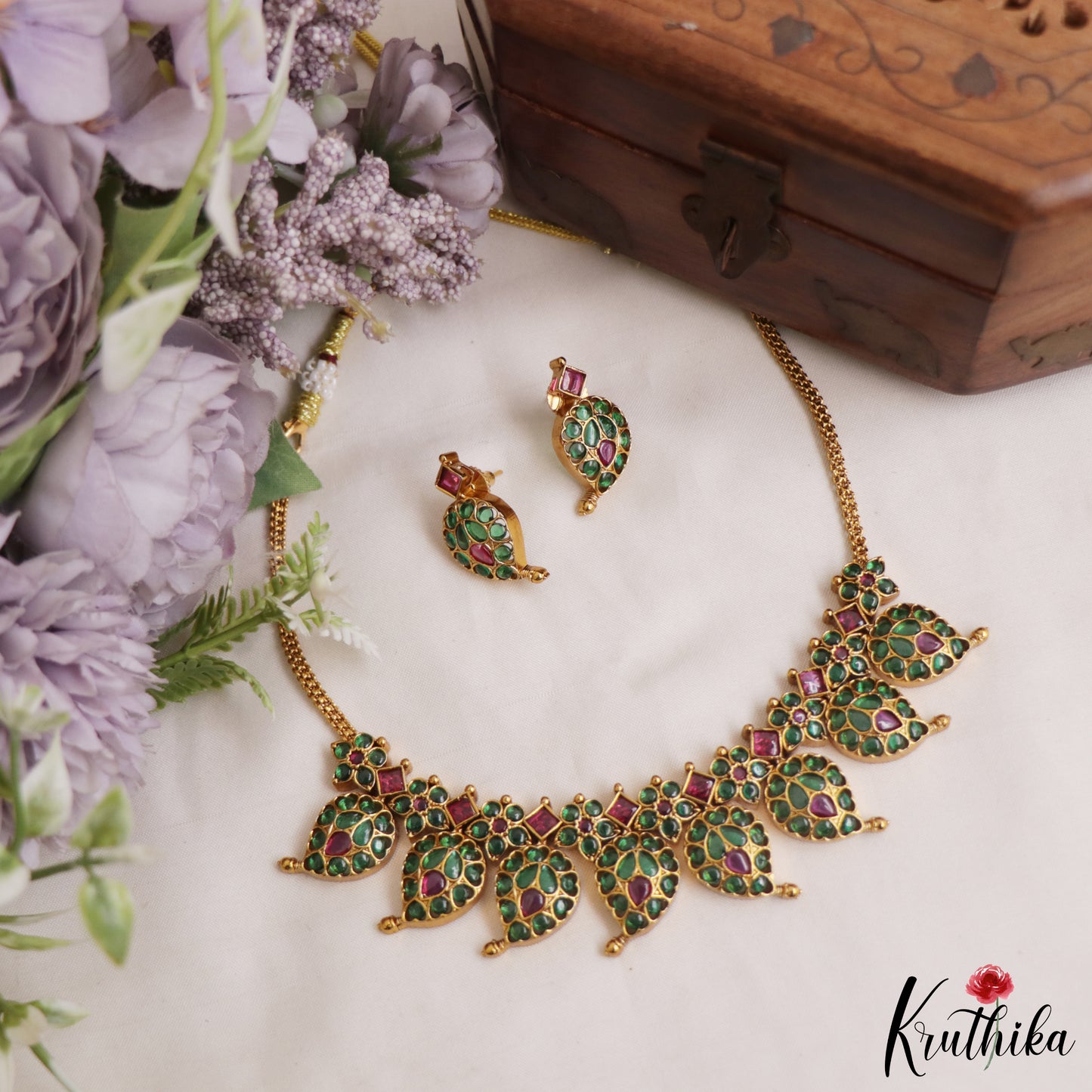 Classic Mango Motifs Jadau Necklace NC2969. (Available In 2 Colors)
