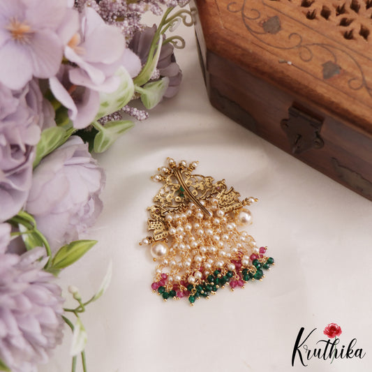 Gorgeous Peacock Motifs Jada Billa With Multi Pearl Strands J324