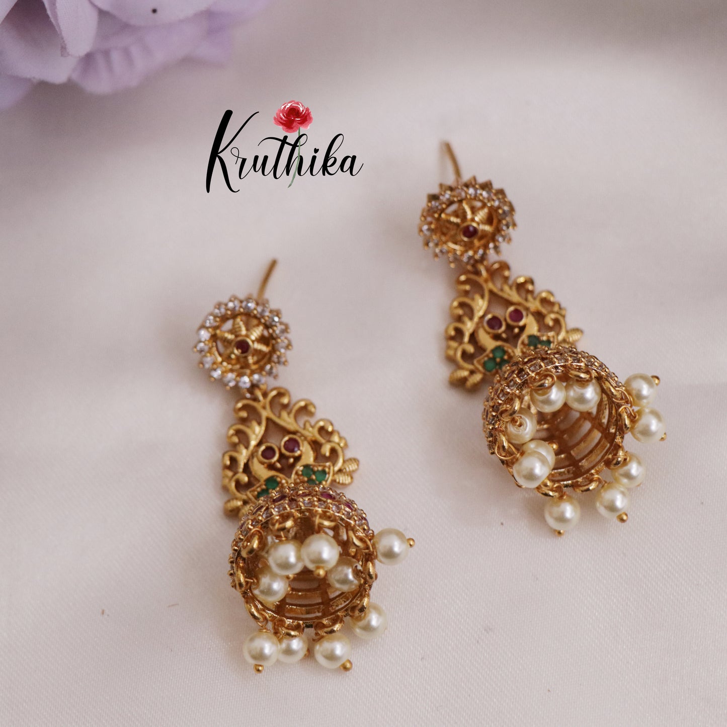 Beautiful CZ Peacock Jhumka E717