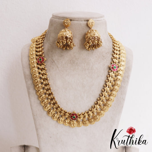 Beautiful Antique Peacock Motifs Kasu Jadau Haaram LH2086 (Available In 2 Colors)