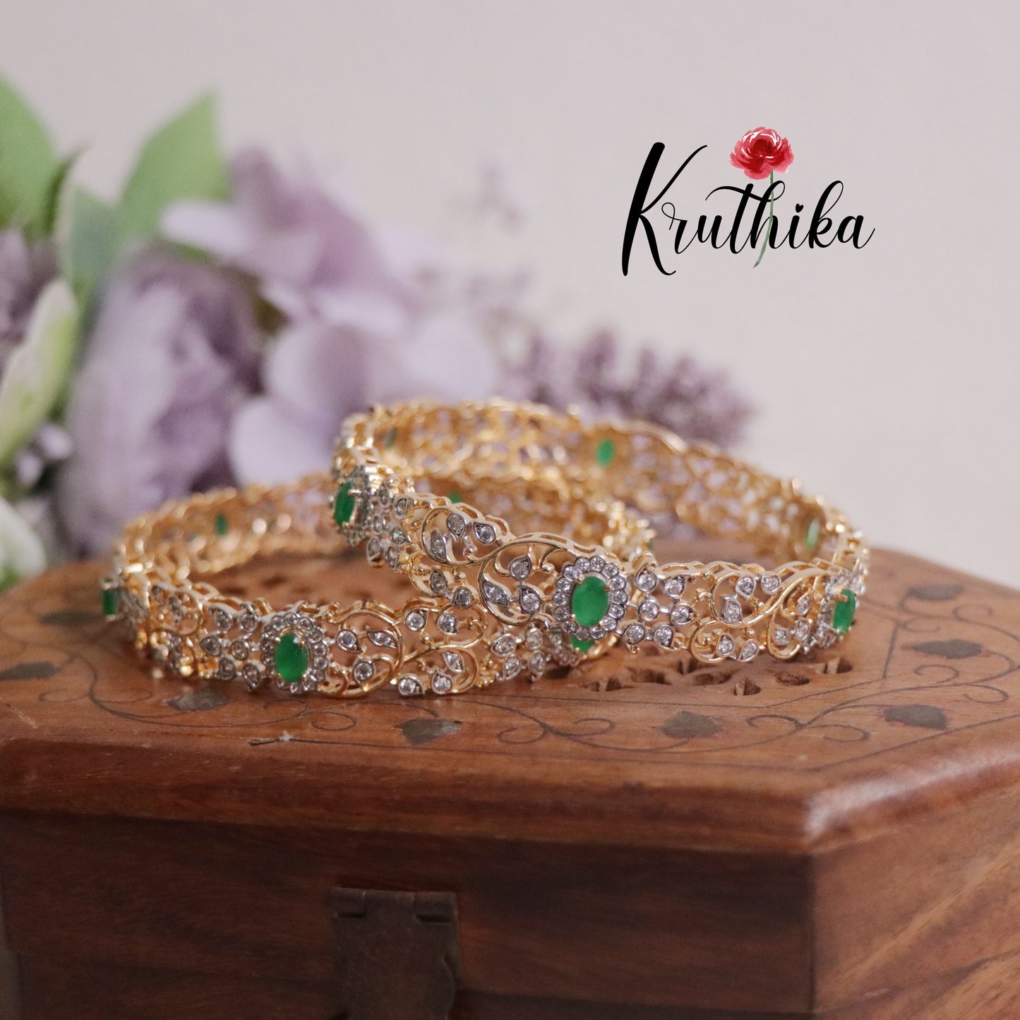 Elegance CZ Sparking Crimson Bangles B226 (Available in 2 Colours)