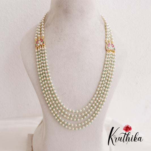 Elegant Multi-Layer Pearls haaram with Jadau side pendants LH2022